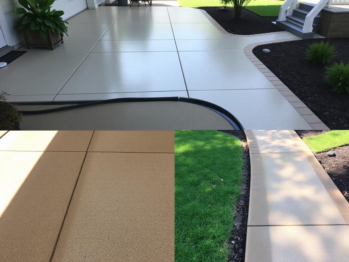 Restored concrete patio and walkway after cleaning