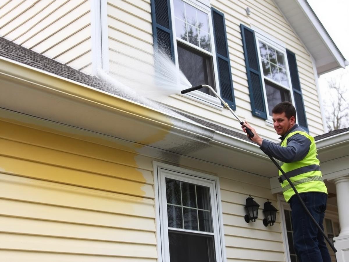 Soft wash cleaning of vinyl house siding